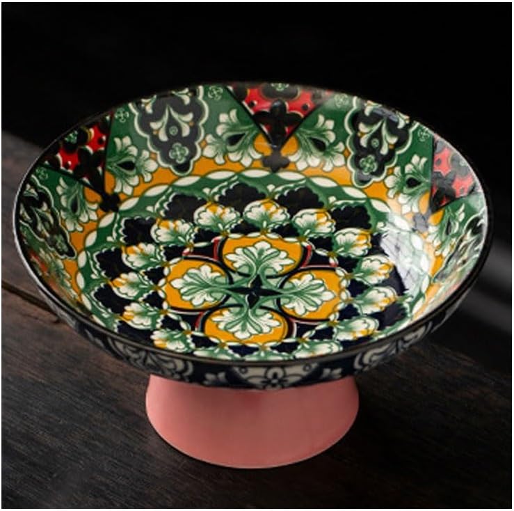 Enamel Colored Ceramic High Legged Fruit Plate Coffee Table Snack in The Living Room