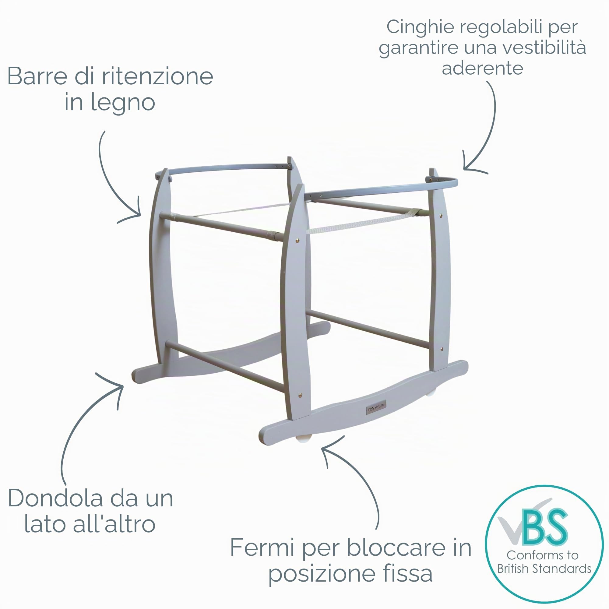 Clair de Lune Supporto a dondolo deluxe grigio per culla