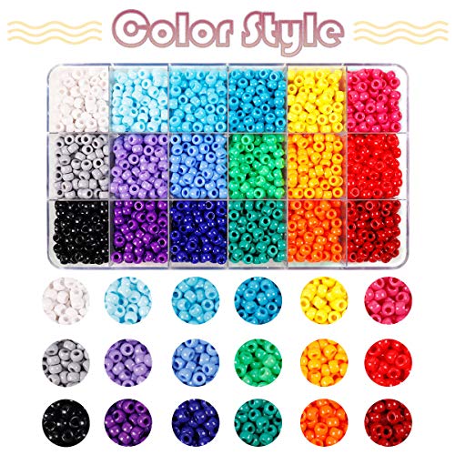 Image of 2600+pcs Pony Beads Kit 18 Color Rainbow Plastic Multicolor Pony Bead Bulk with Elastic String Hair Beads DIY Crafts Jewelry Making Kit for Bracelets Necklaces Key Chain