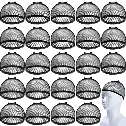 50 Pieces Wig Caps Mesh Net Wig Cap Stocking Wig Caps Stretchy Nylon Wig Caps Liner Weaving Caps Close End Fishnet Wig Cap for Women Girls Men (Black)