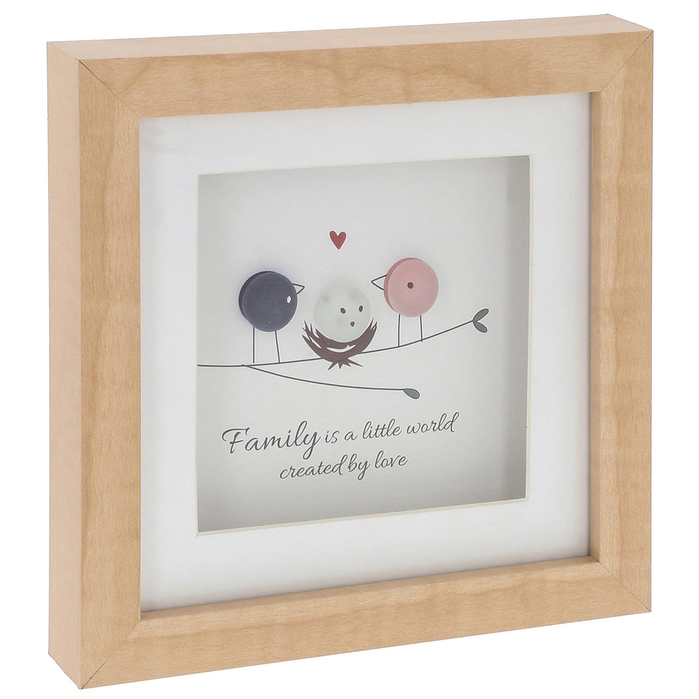 Pebble Glass Plaque Family Birds Inspirational Quote Gift Home Decor