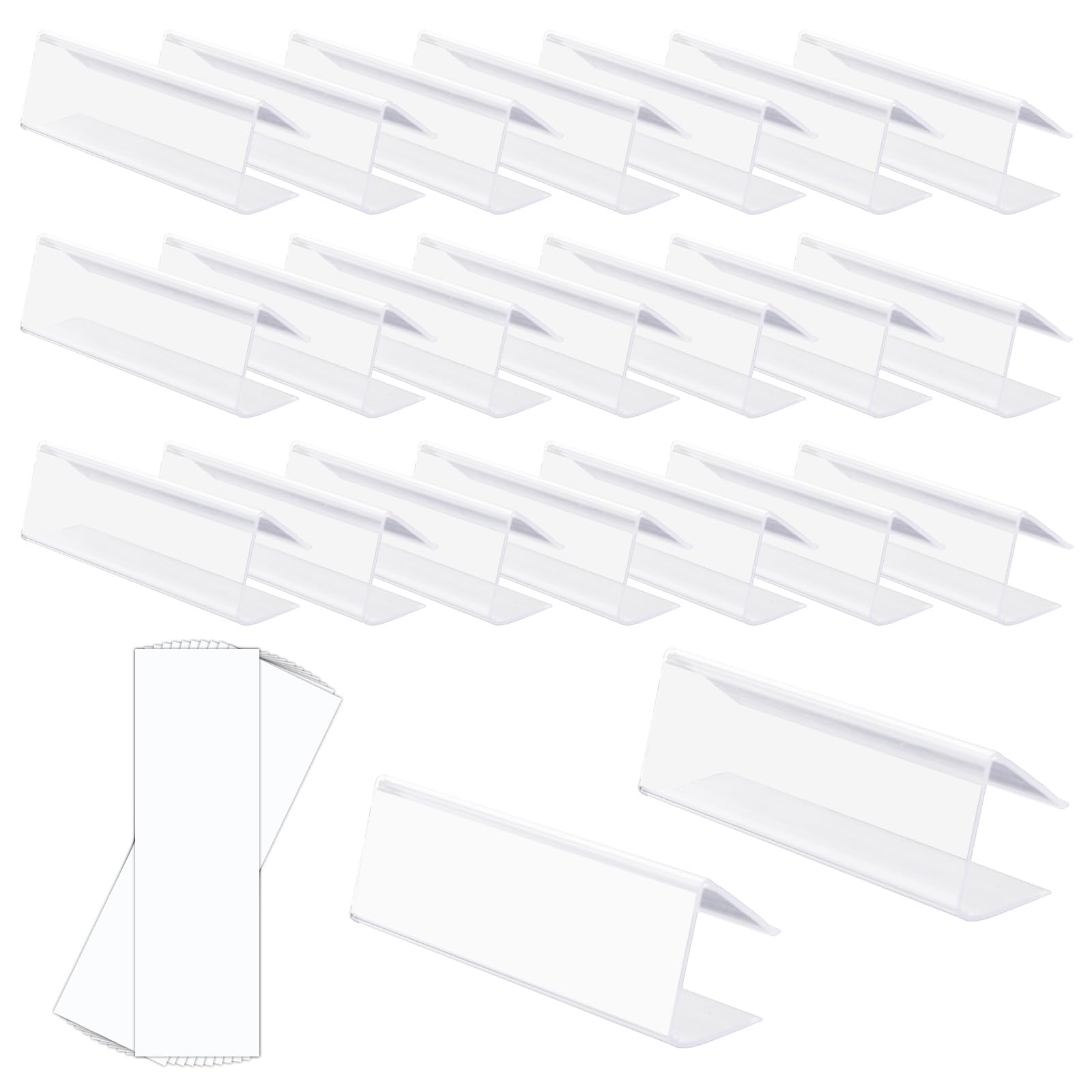 30pcs Clear Shelf Label Holder, Bookshelf Clips for Labeling with 30 Label Inserts Bookshelf Tags Clip Library Shelf Markers Holder for Home Office Wardrobe