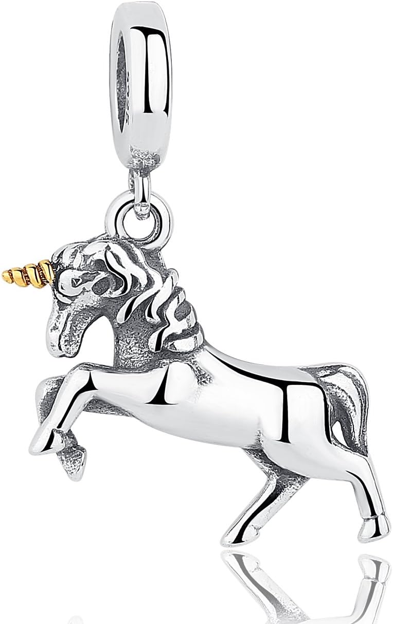 Unicorn Dangle Charm 925 Sterling Silver Charms Fits Pandora, European Bracelets Compatible