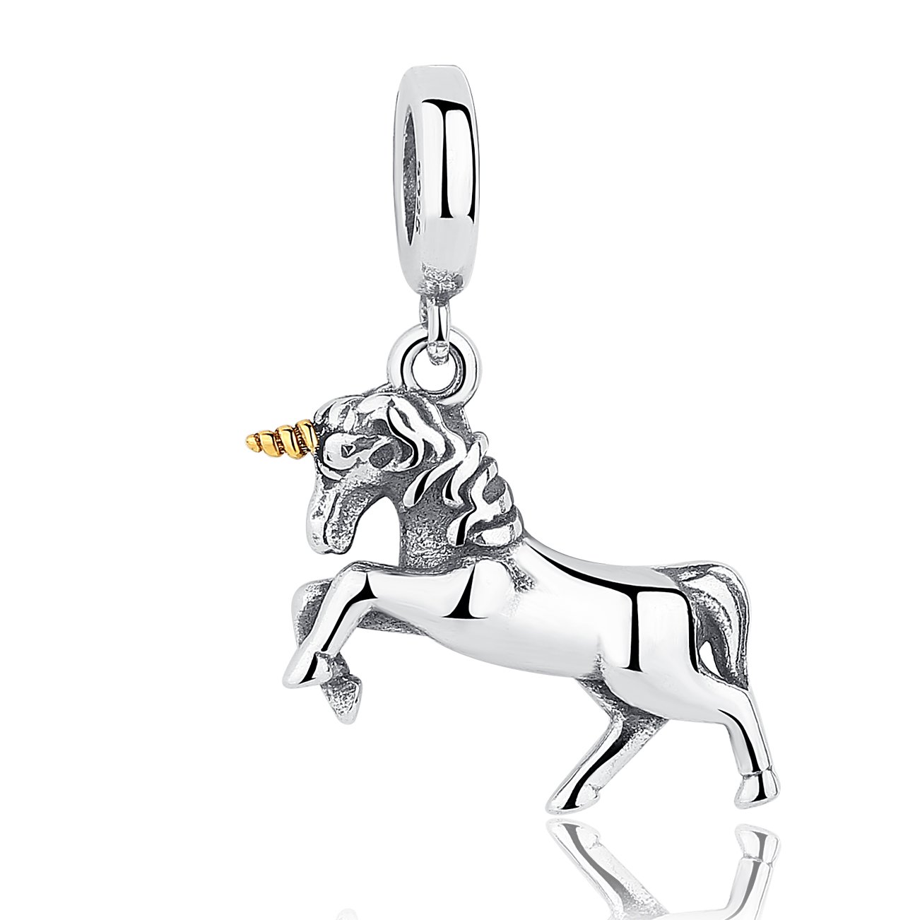Unicorn Dangle Charm 925 Sterling Silver Charms Fits Pandora, European Bracelets Compatible