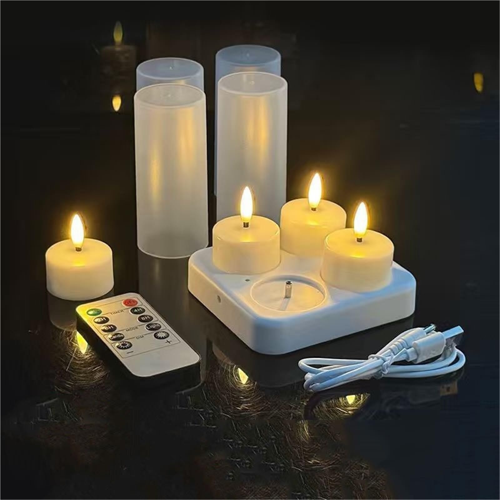 12 lumini ricaricabili con base di ricarica e timer remoto, oltre 100 ore, luci LED elettriche per votive, centrotavola, decorazioni da tavolo, matrimoni, anniversari, Halloween, Natale