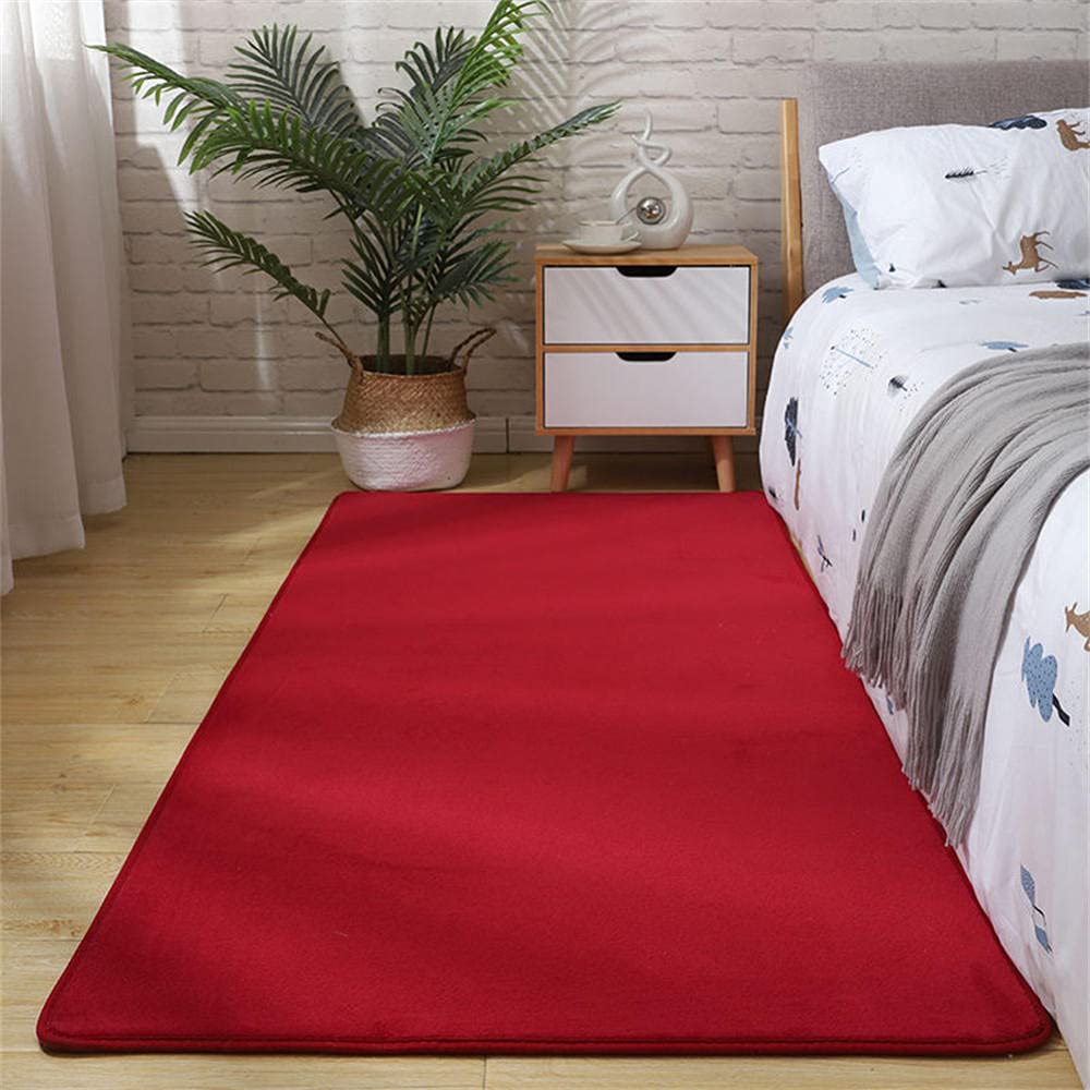 Grand tapis de salon moderne LUNEZY rouge épais durable