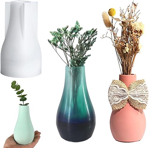 HyzaPhix Moldes de resina para jarrón, molde de silicona para florero, molde de fundición epoxi para decoración moderna del hogar (jarrón)