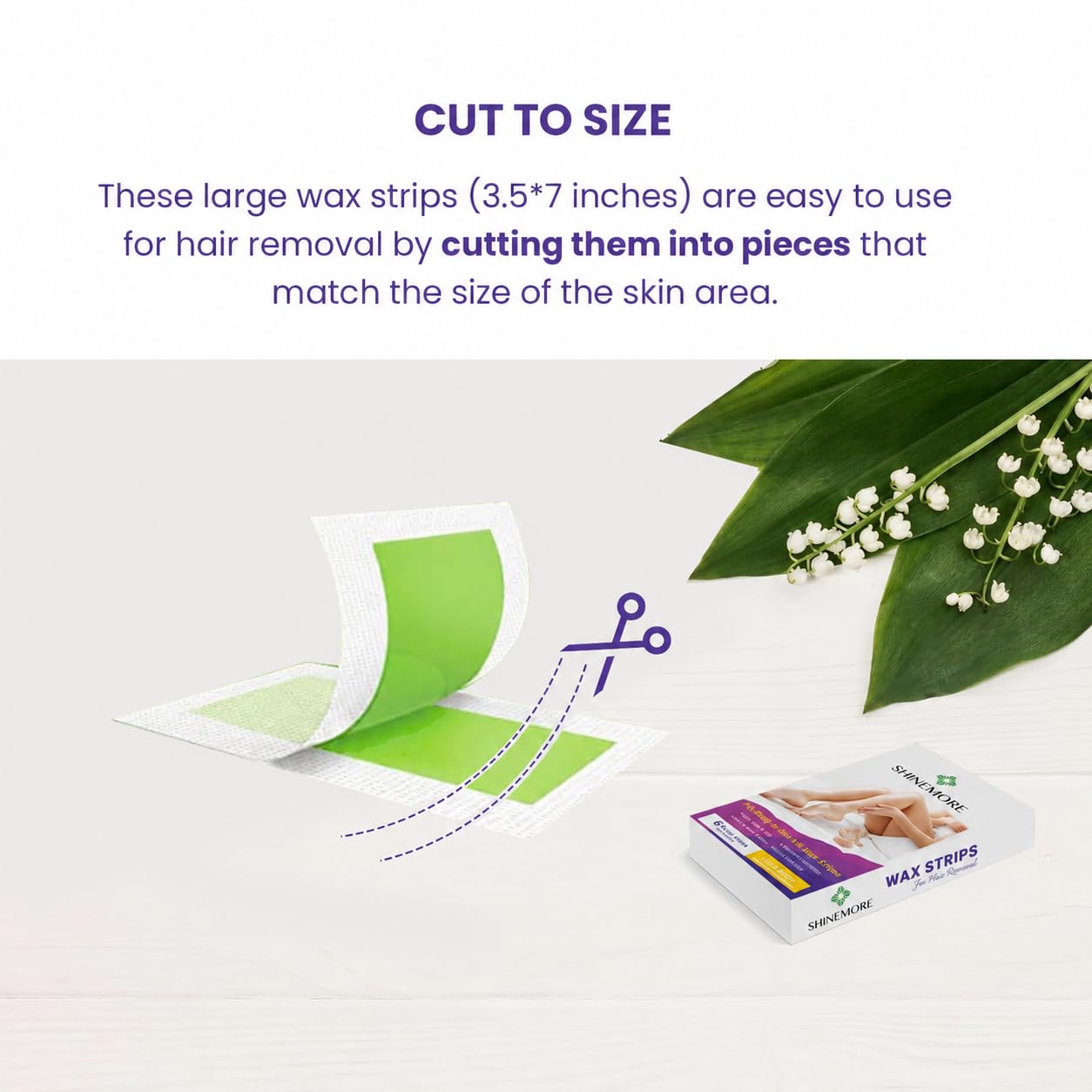 ShineMore Wax Strips for Hair Removal: 64 Hypoallergenic Wax Strips for Legs, Bikini Area, Armpit, Body and Face, Nourishing and Gentle for Sensitive Skin, Includes 4 Calming Oil Wipes