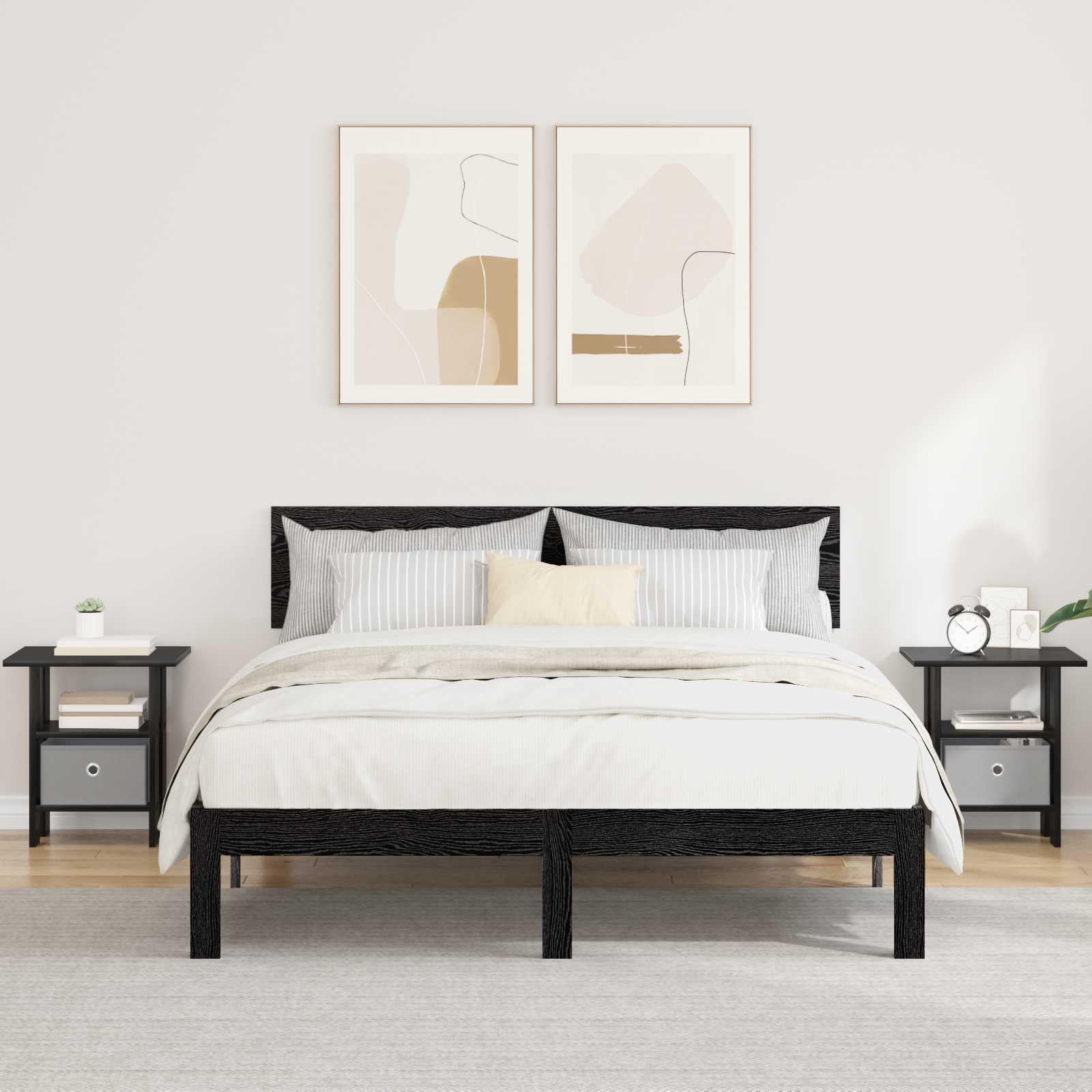 Table de chevet chêne noir en lot de 2 pour créer une ambiance moderne de chambre à coucher