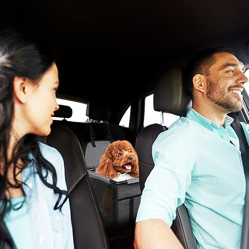 Miniatura 6 de SWIHELP Asiento de coche para perro, asiento elevador portátil para mascotas con correa de seguridad con clip y marco estable, anticolapso, perfecto