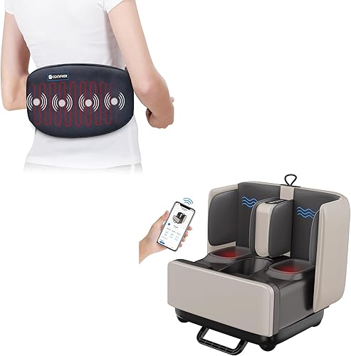 Miniatura 1 de COMFIER Masajeador de pies Shiatsu 2 en 1 y descanso de pies, masajeador de pies y pantorrillas con control de aplicación, almohadilla térmica para