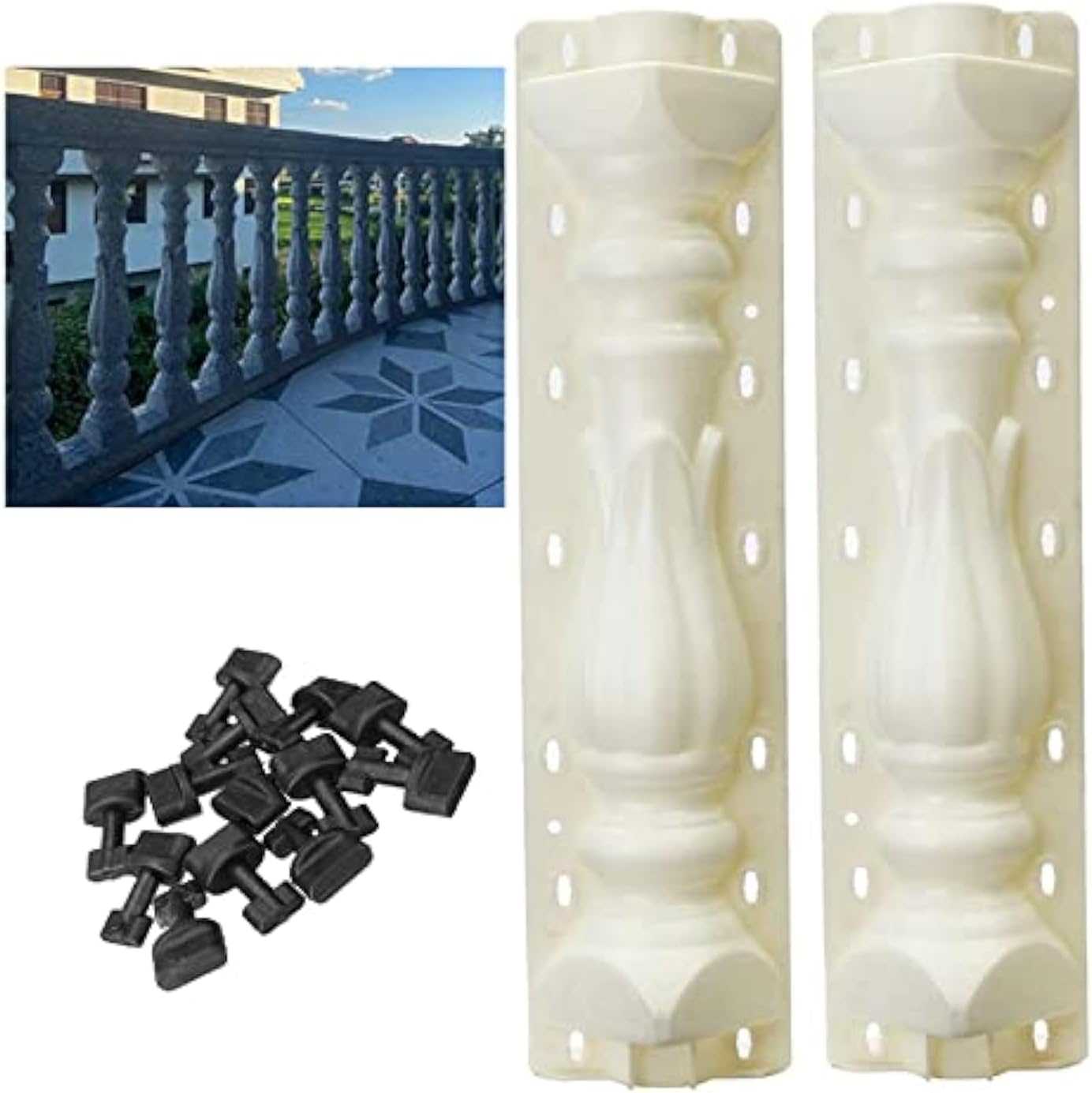 KUCY 2 Pcs 27.6 inch Balustrades Molds Kucy Plastic Mould Garden DIY Casting Cement Plaster Concrete Pattern 3