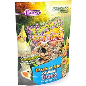 F.M. Brown’S Tropical Carnival Fruit & Nut Cockatiel, Conure And Lovebird Treat With Natural Fruits, Nuts, Seeds And Veggies, 8-Oz Bag – Treat Bits Designed For Small Hookbills