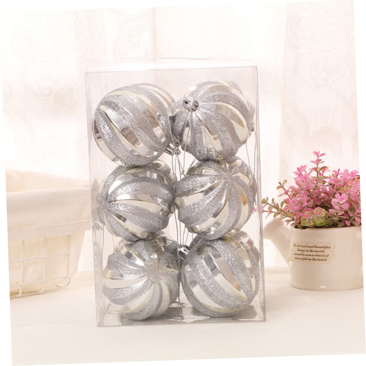 Housoutil 3 Sets Luxus Weihnachtsbaum Hängeset Glitzerkugeln Silber Ornamente Für Wohnkultur 12 Stück * 3