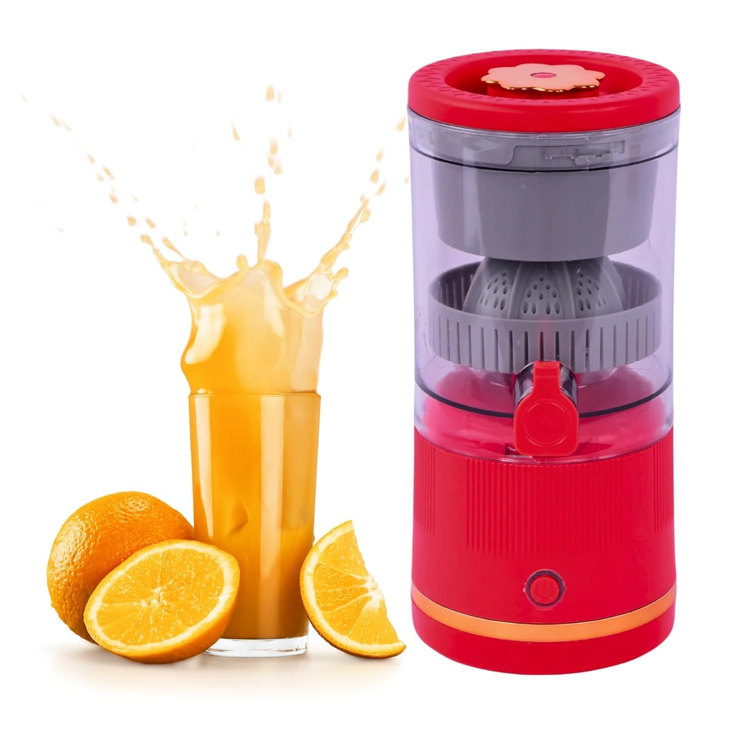 Drumstone (𝟱 𝗬𝗲𝗮𝗿𝘀 𝗪𝗮𝗿𝗿𝗮𝗻𝘁𝘆) Portable Red 7.4V Citrus Juicer – USB Rechargeable Orange Lemon Juice Maker for Home & Travel-image-12