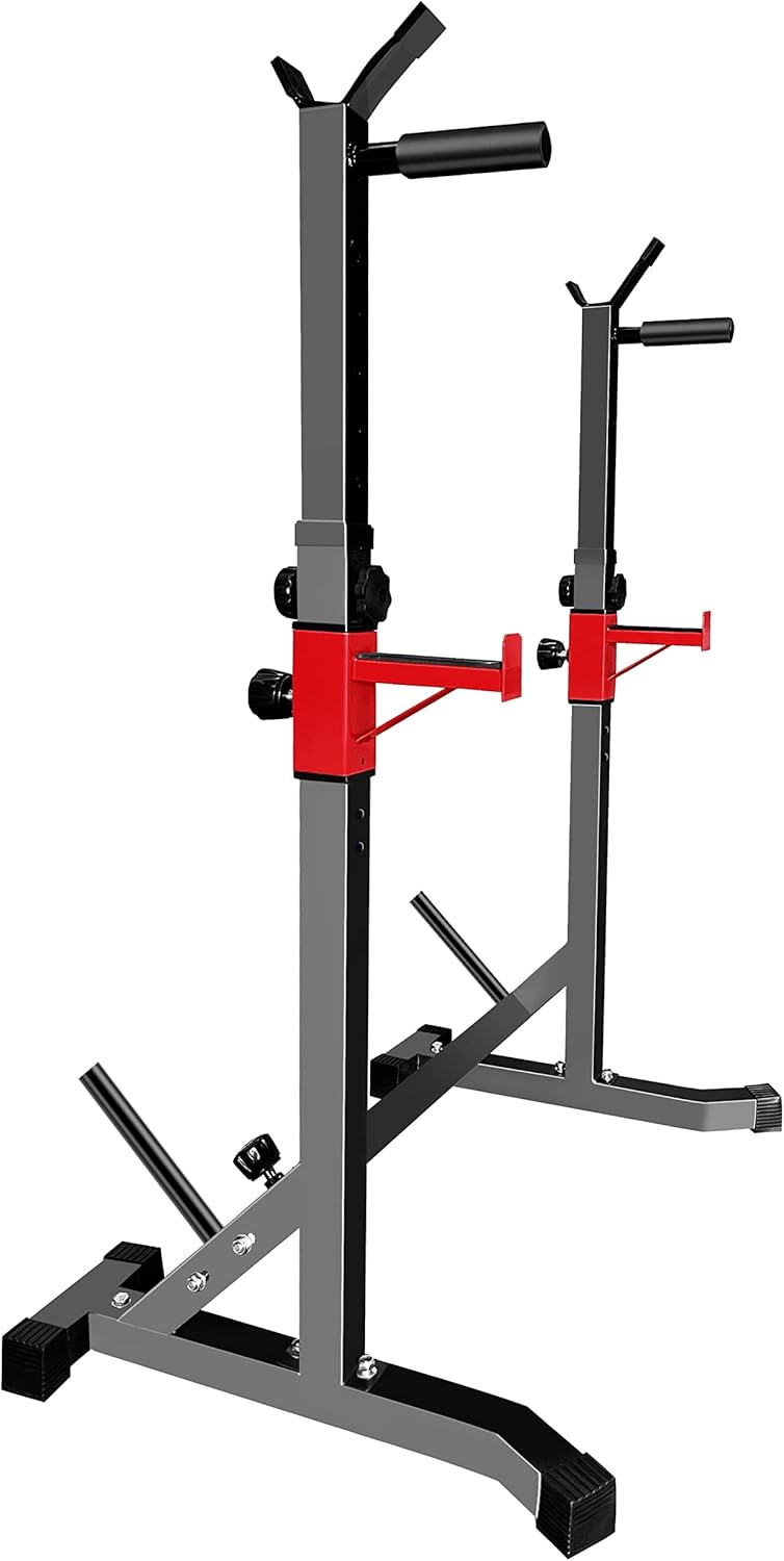 HAKENO Adjustable Squat Rack Stand, Barbell Rack, Dip Bar Station