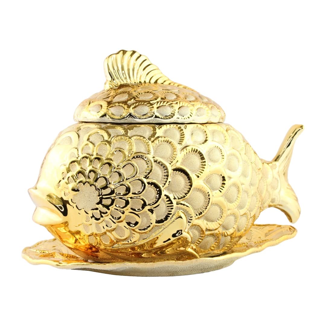 Sopera de Pescado Dorado - Golden Fish Shaped Tureen Yellow Golden 14.5