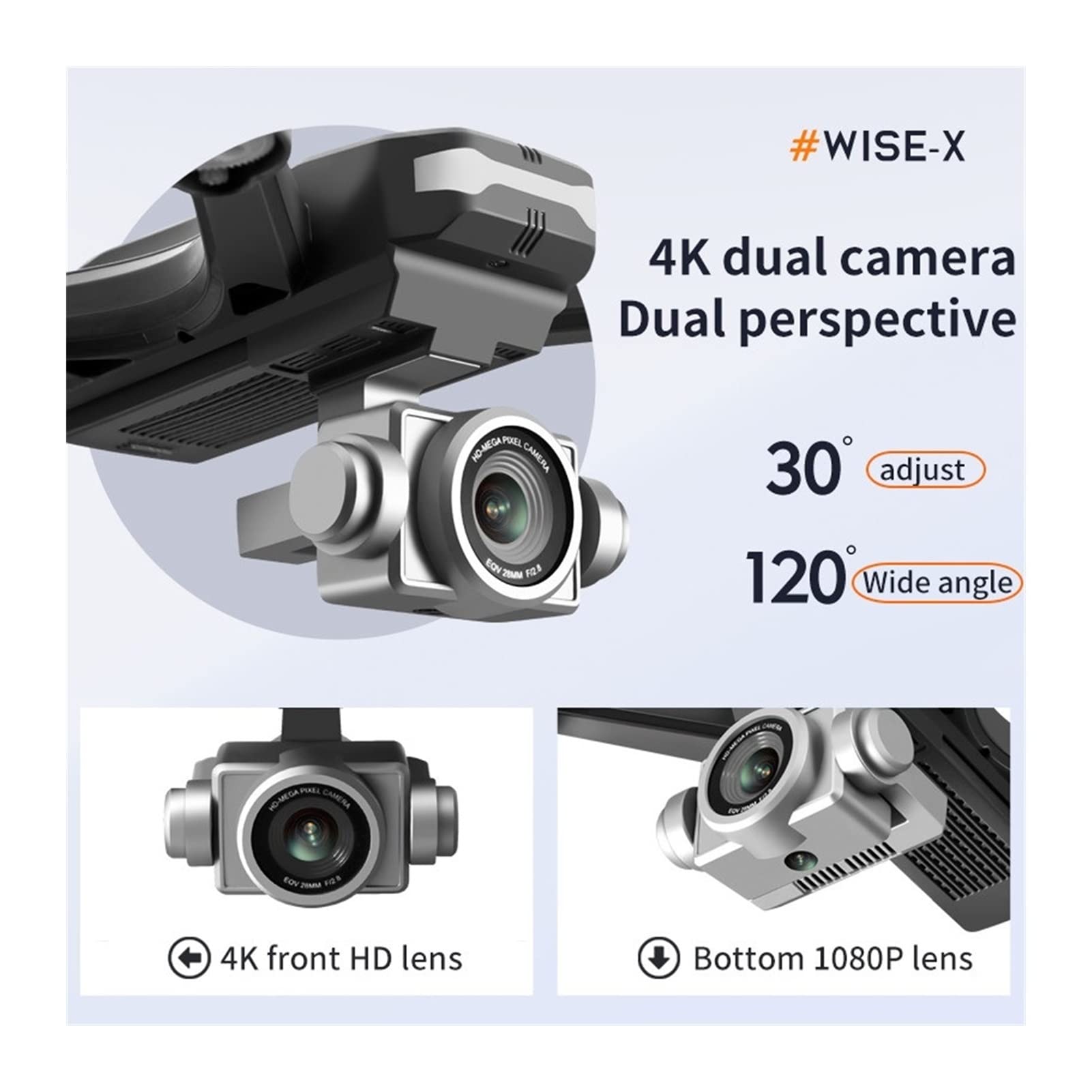 Dron Drone 4k Zawód HD Kamera szerokokątna 1080P WiFi FPV Drone Podwójna kamera Wysokość Utrzymuj drony Kamera Helikopter Zabawki (Kolor: 1080P-Podwójna kamera-3B Rozmiar: 1) (Podwójna kamera 1080P)