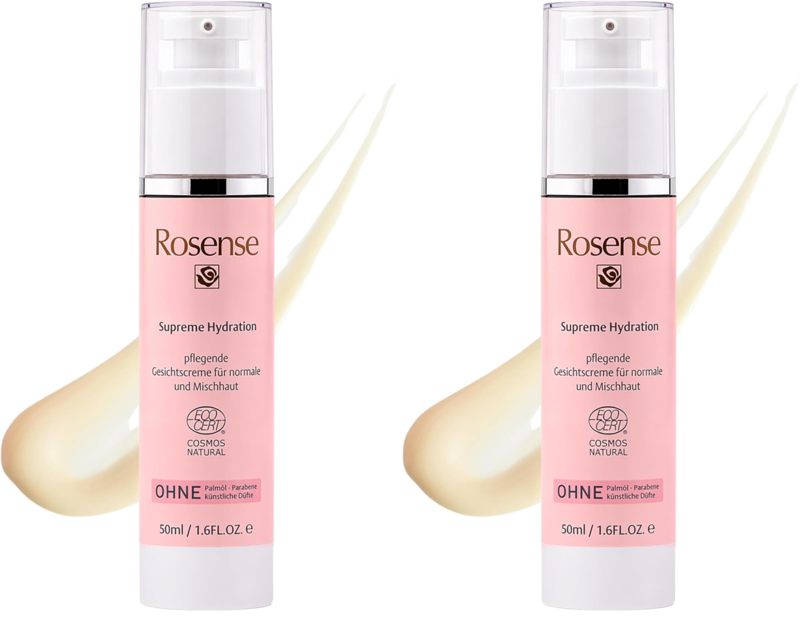 Rosense Supreme Hydration – pflegende Gesichtscreme für normale und Mischhaut Feuchtigkeitscreme vegan - 50 ml (Packung mit 2)