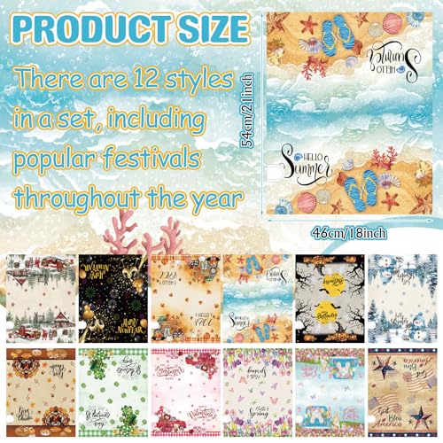 Image of Dispowreath 12 Pcs Seasonal Mailbox Covers Magnetic Standard Size 18 x 21 Inch Spring Summer Patriotic Magnetic Mailbox Covers for Garden Yard Outdoor Decor