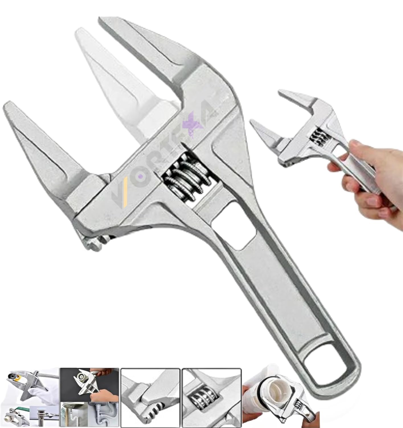 SWOPPLY Adjustable Wrench Wide Jaw 6-68mm Shifting Spanner Large Opening Bathroom Wide Mouth Shank Plumber Bathroom Hand Tool Aluminum Alloy Drop Forged for Tightening,Loosening Nuts and Bolts (B0D2DJ8NVN) Amazon Price History, Amazon Price Tracker