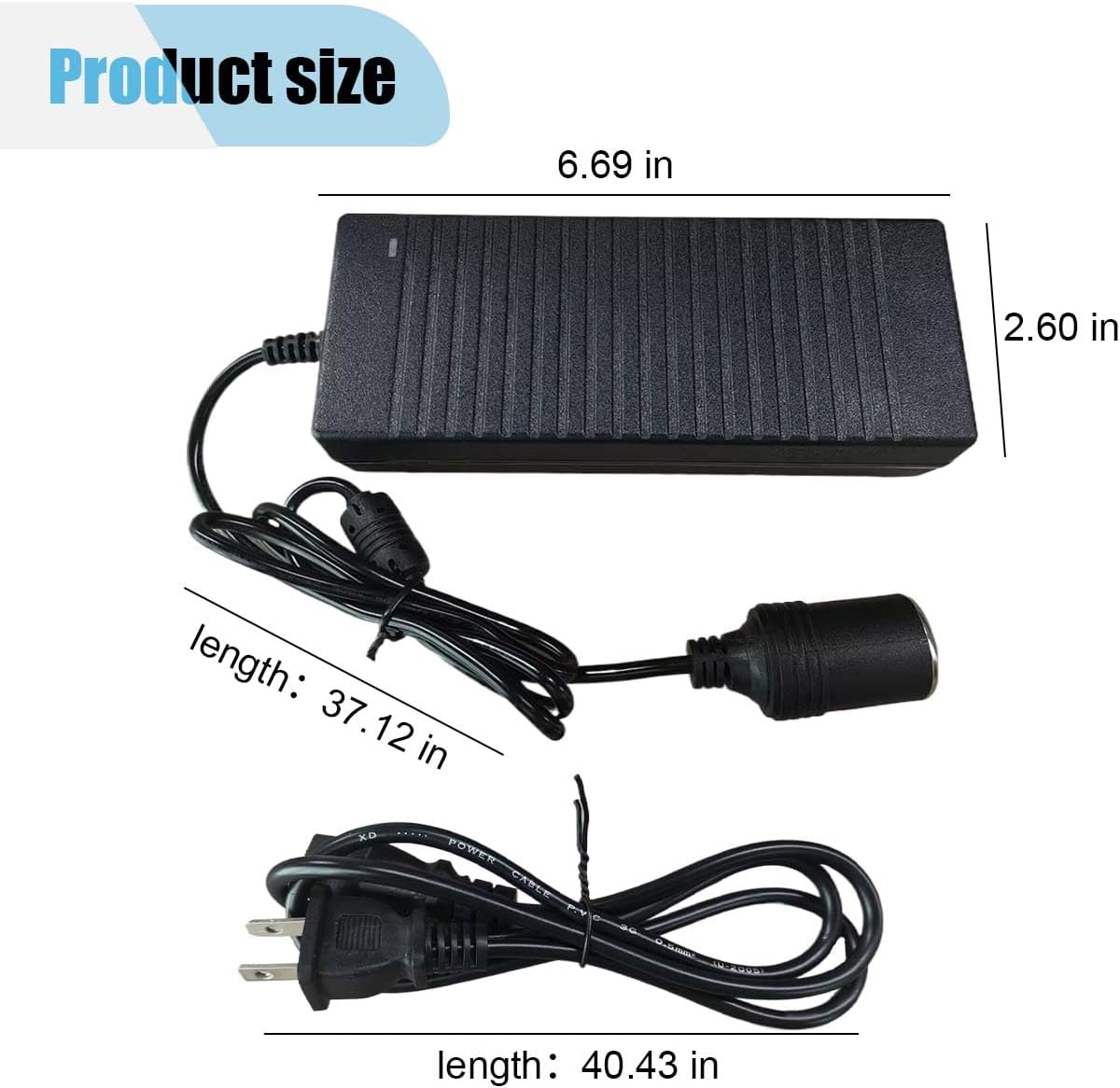 120W AC to DC Converter, 100-240V to DC 12V 10A Cigarette Lighter Socket, Wall Plug Socket Power Supply Adapter, Universal for Car Fan, Inflator Pump, Refrigerator, Vacuum Cleaner (2-pin)