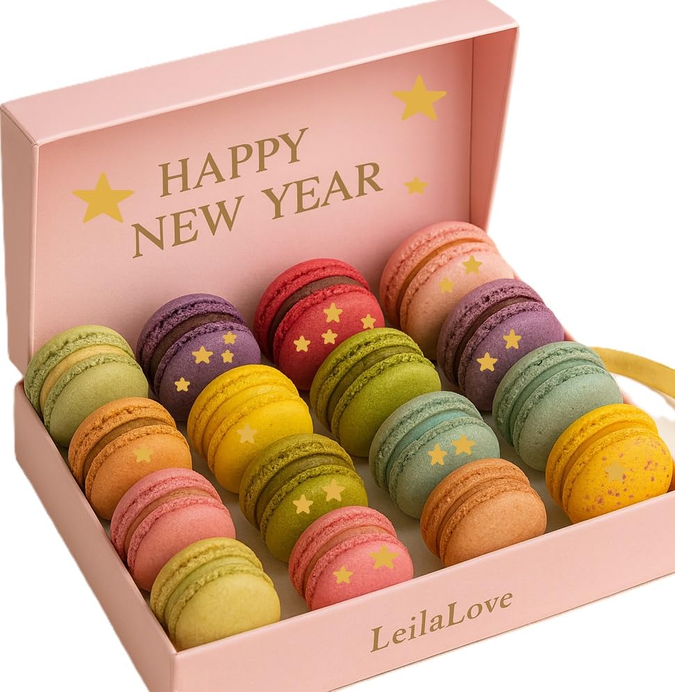 LeilaLove Macarons- 16 Holiday Macarons in gift box may varies in colors & style