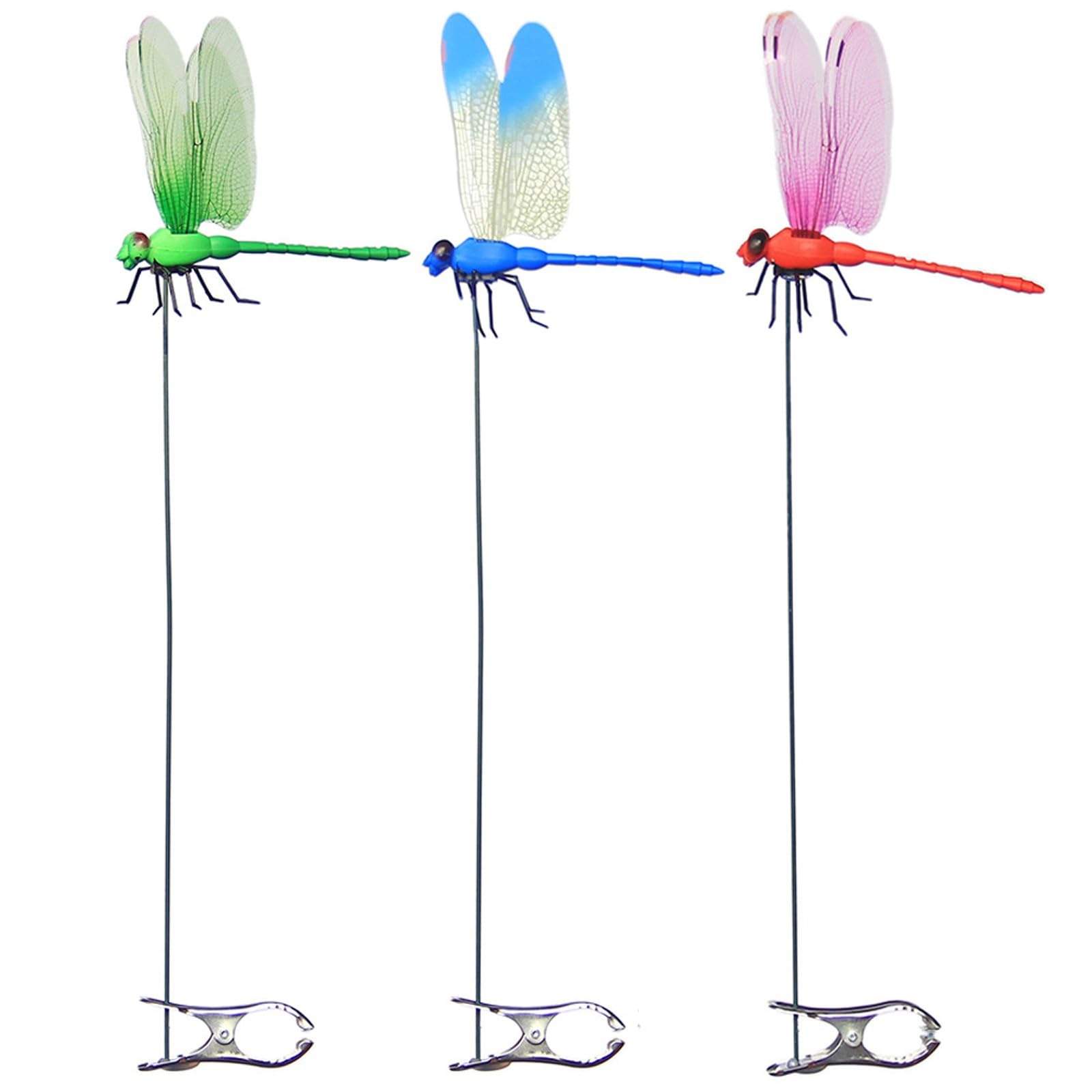 Dragon Fly Clips for Bugs Repellent, 3D Fake Dragonfly Clips to Keep Bugs Away, Clip on Dragonfly for Bug, Waterproof Dragon Fly Clip Outdoor Hanging Ornament & Garden Decor (3)