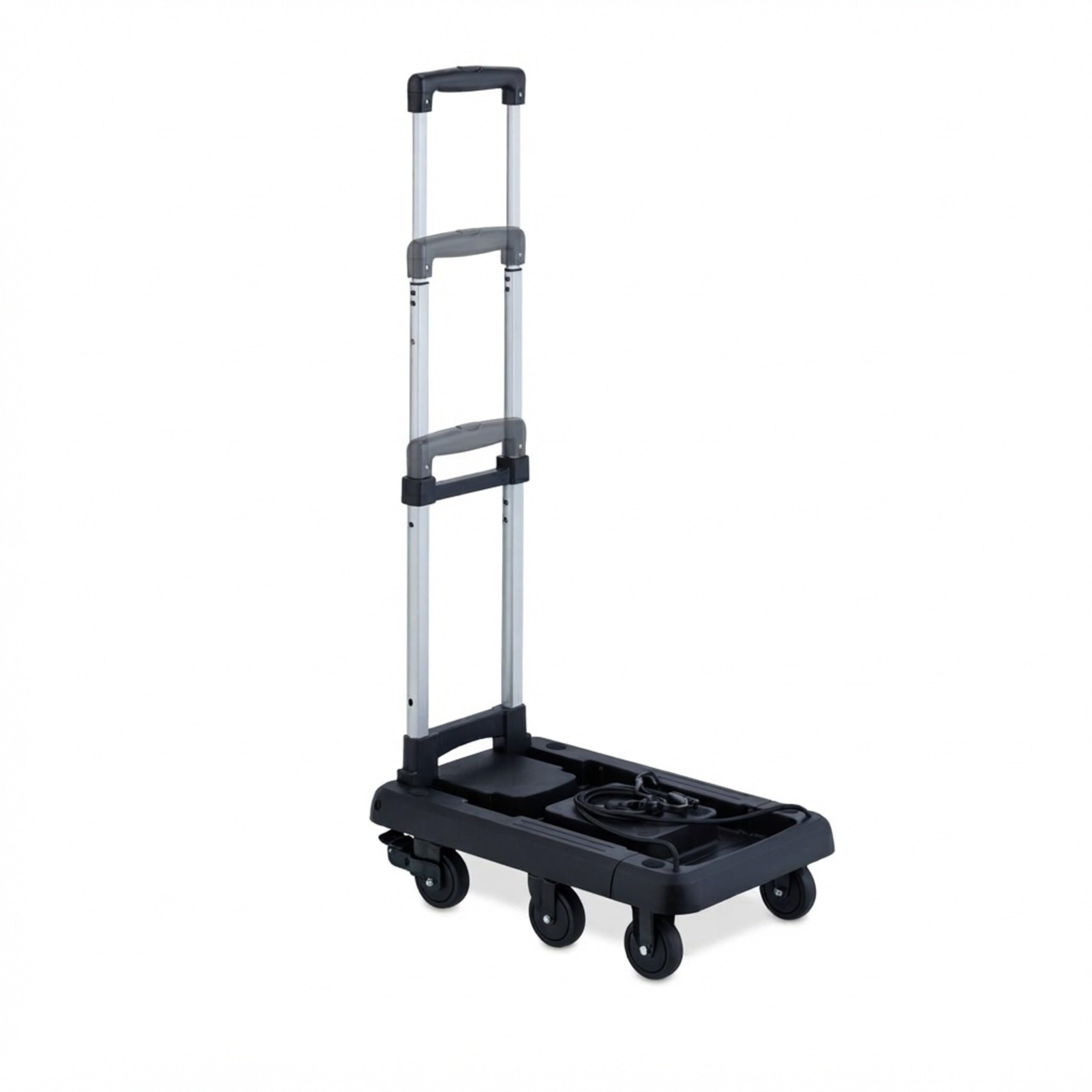 Relaxdays Chariot de Transport Pliable, Extensible, poignée télescopique, 4 roulettes, 2 Roues Frein, Max 100 kg, Noir