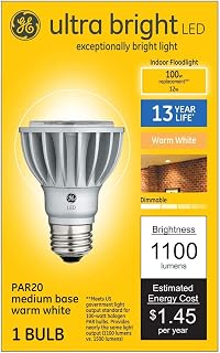 GE 37618 Nighthawk LED Dimmable 12-Watt Warm White PAR20 Indoor Floodlight - Case of 6