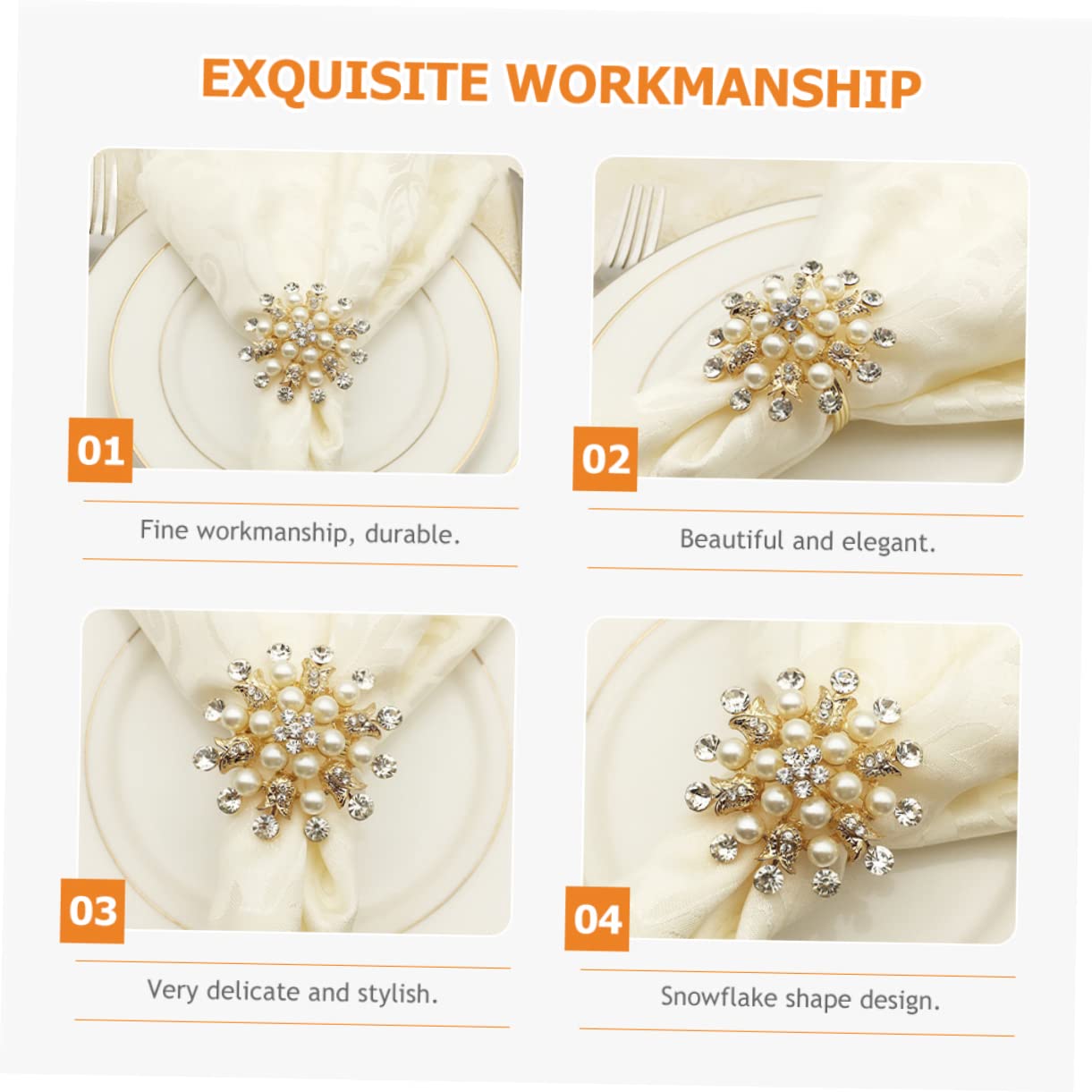 Cabilock 4 Ensembles Rond De Serviette Ronds De Serviette De Noël Porte-Serviette De Noël Porte-Serviettes Ronds Assiettes Flocon De Neige Boucles De Serviette De Noël Métal 4 Pièces * 4