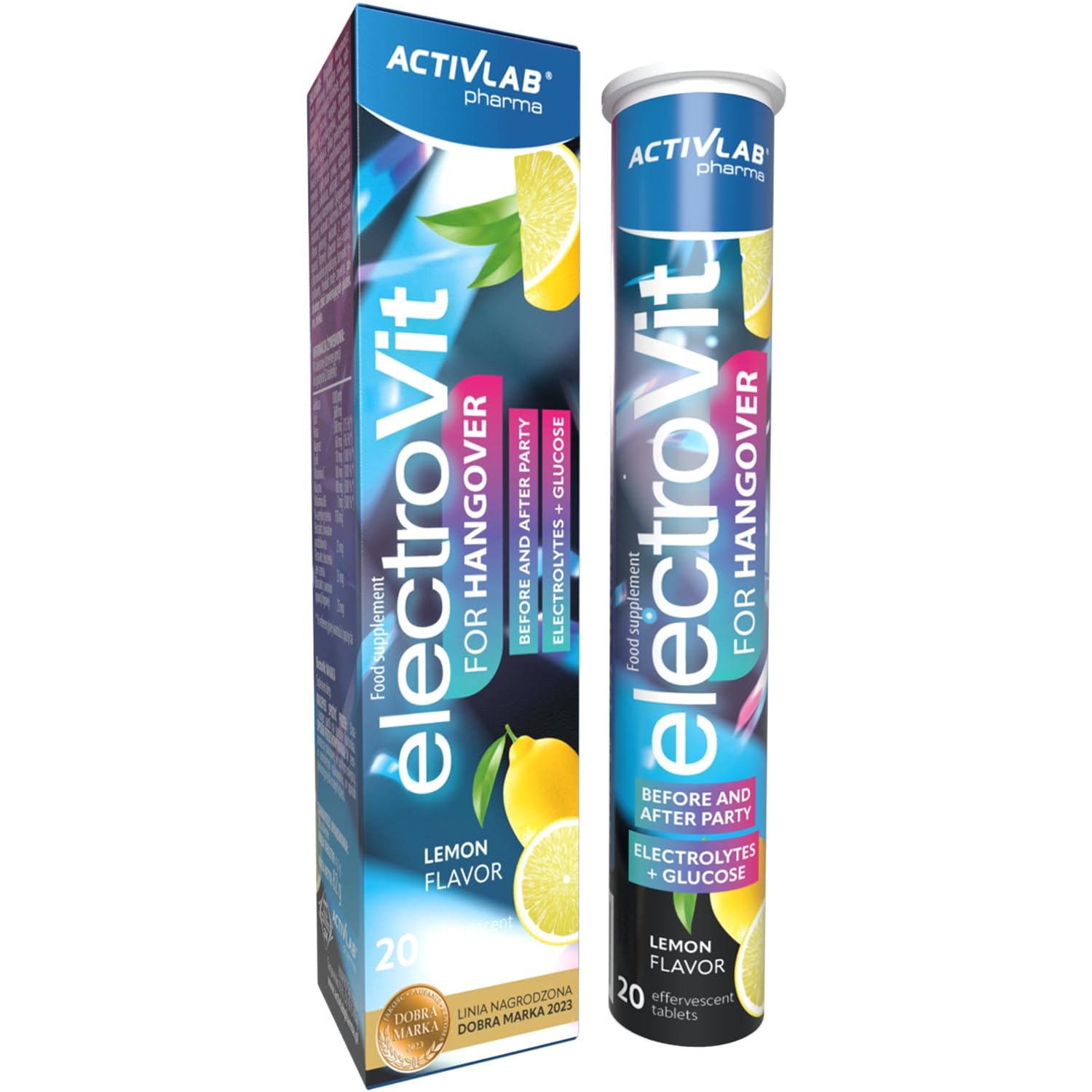 Activlab ElectroVit ULGA W KACU – Wsparcie po imprezie z glukozą, elektrolitami i ekstraktami roślinnymi, 20 tabletek musujących, smak cytrynowy, sód, potas, cynk, magnez, witamina B6, witamina C