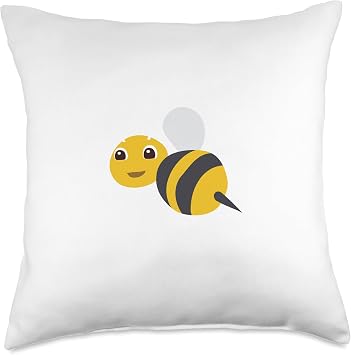 Bumble Bee Black Yellow with Stinger Cartoon Animal Insect Throw Pillow