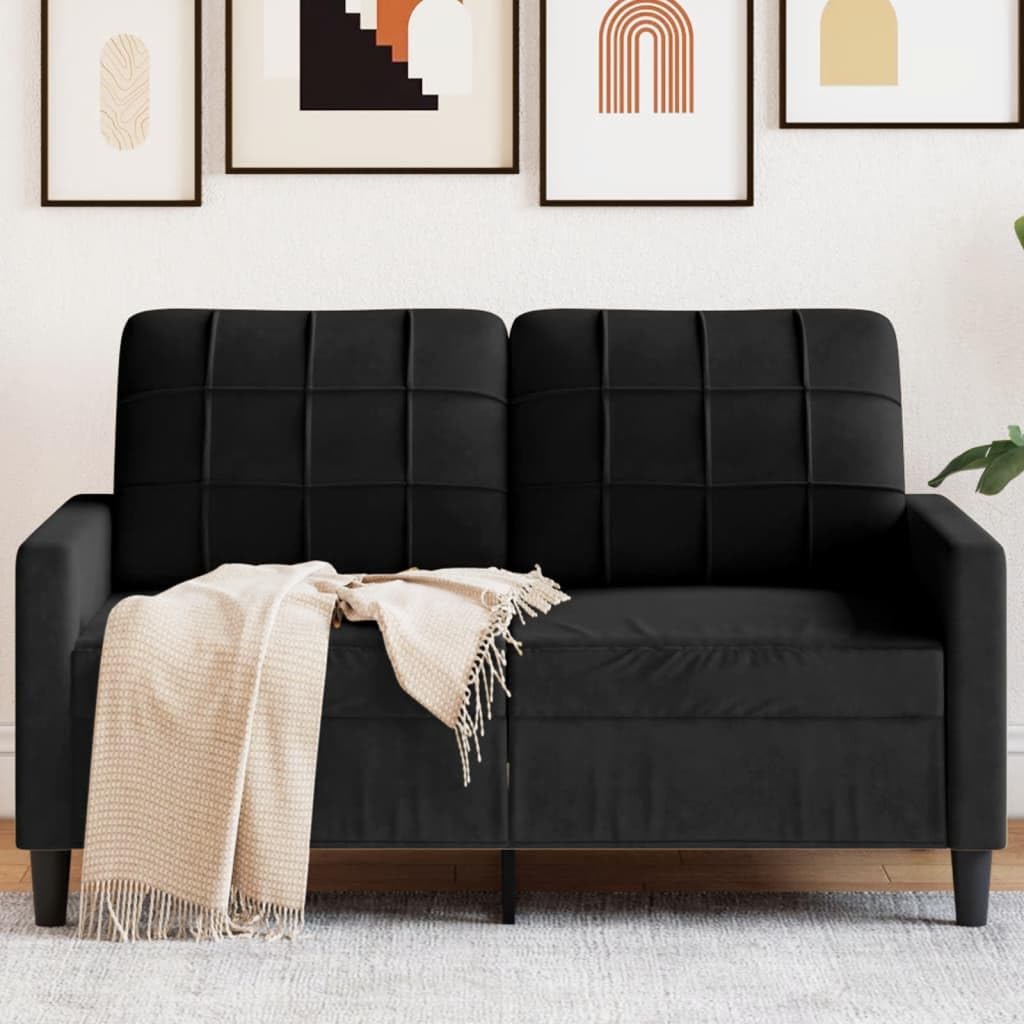 vidaXL Divano a 2 Posti Nero 120 cm in Velluto