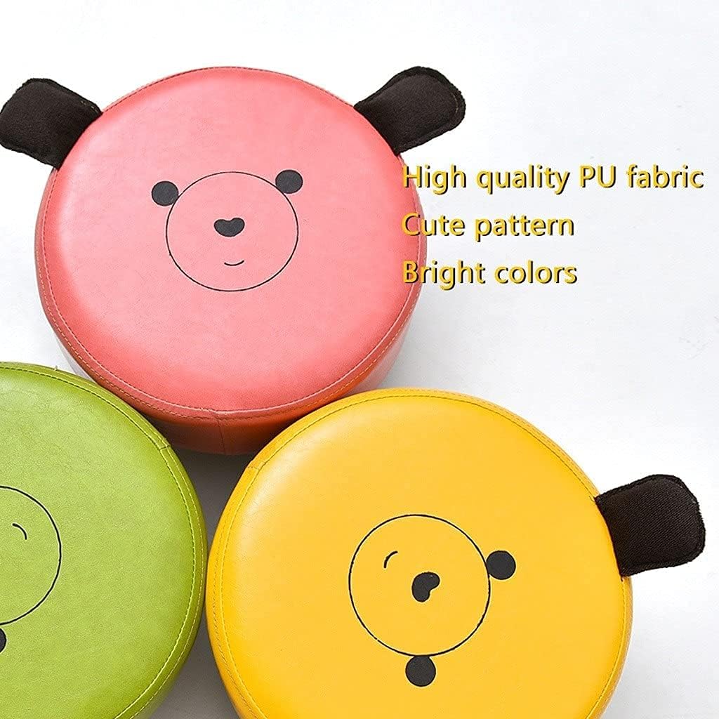 Minimalist Fashion Creative Children's Stool Pu Leather Sofa Stool Low Stool Cute Animal Small Bench Children's Room Round Suitable for Home Boys Casual/Pink