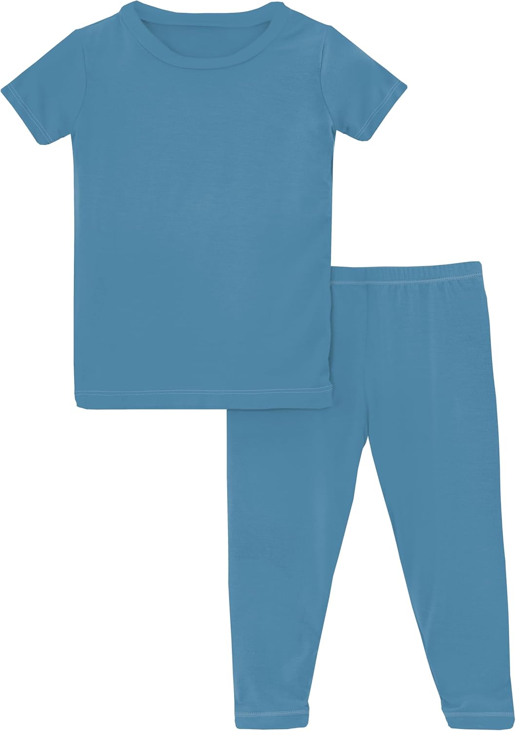 KicKee Short Sleeve Pajama Set, Year Round Solid, Ultra Soft and Snug Fitting PJs, Matching Top and Bottom Sleepwear Set (Blue Moon - 6 Years)