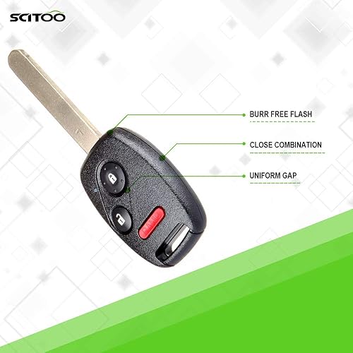 Miniatura 5 de SCITOO 2 llaves a distancia de entrada sin llave, 3 botones para Honda para CR-Z para Accord para Crosstour CRV FIT para Insight 07-15 FCC