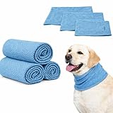 Instant Cooling Dog Bandana for Pet Scarf Soft Cool Mat Pet Collar – Eco-Friendly Breathable Polyester Dog Cooling Bandana for Dogs Puppy Bandana with Leash Hole (Blue, Large)