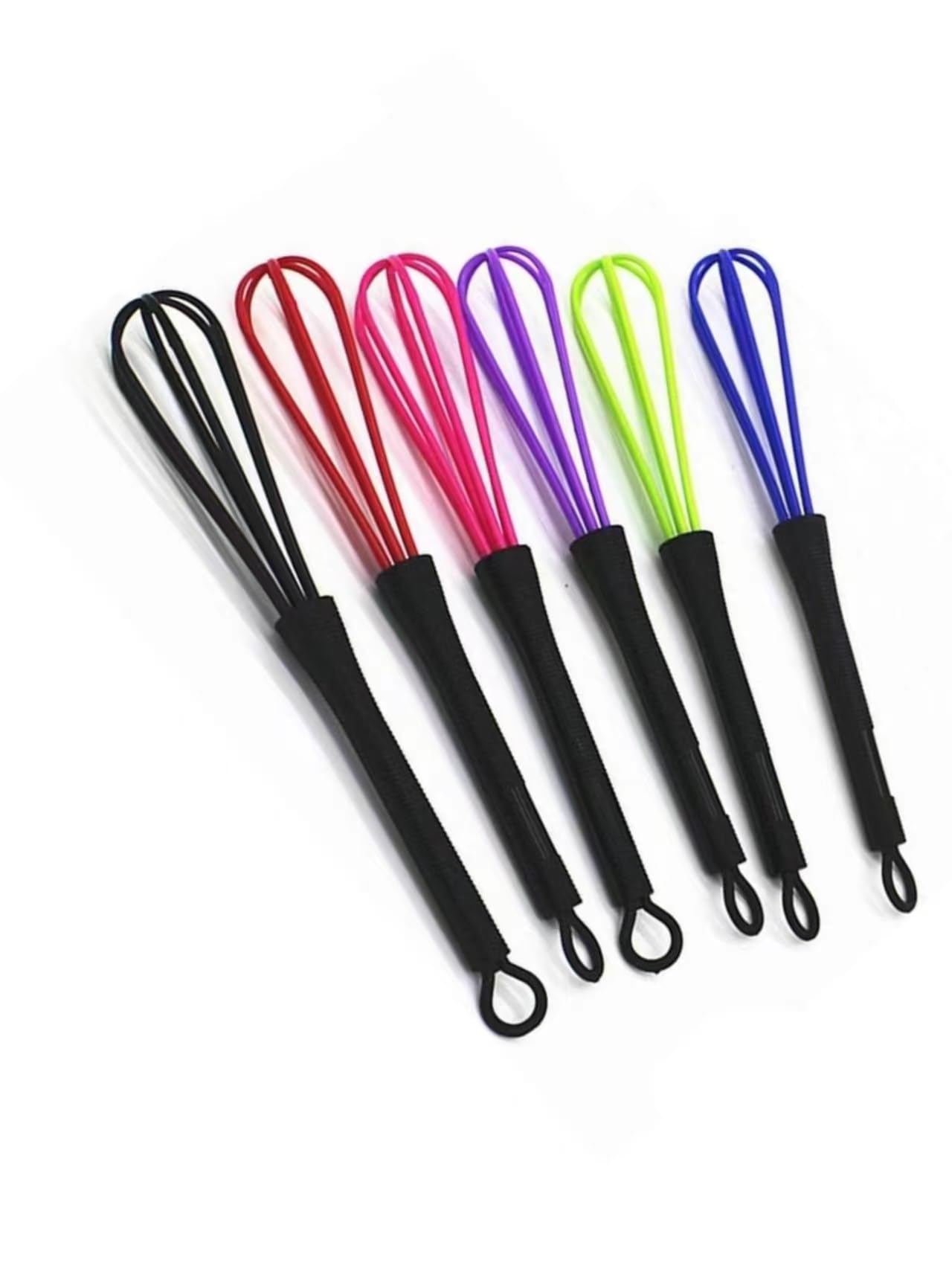 6Pcs Multicolour Mini Whisks for Hair Dye Color Mixing, 7 x 1.2 in, Balloon Salon Barber Hairdressing Hair Color Dye Cream Whisk Kitchen, Mixer Tool for Blending, Whisking,Hair Coloring Products