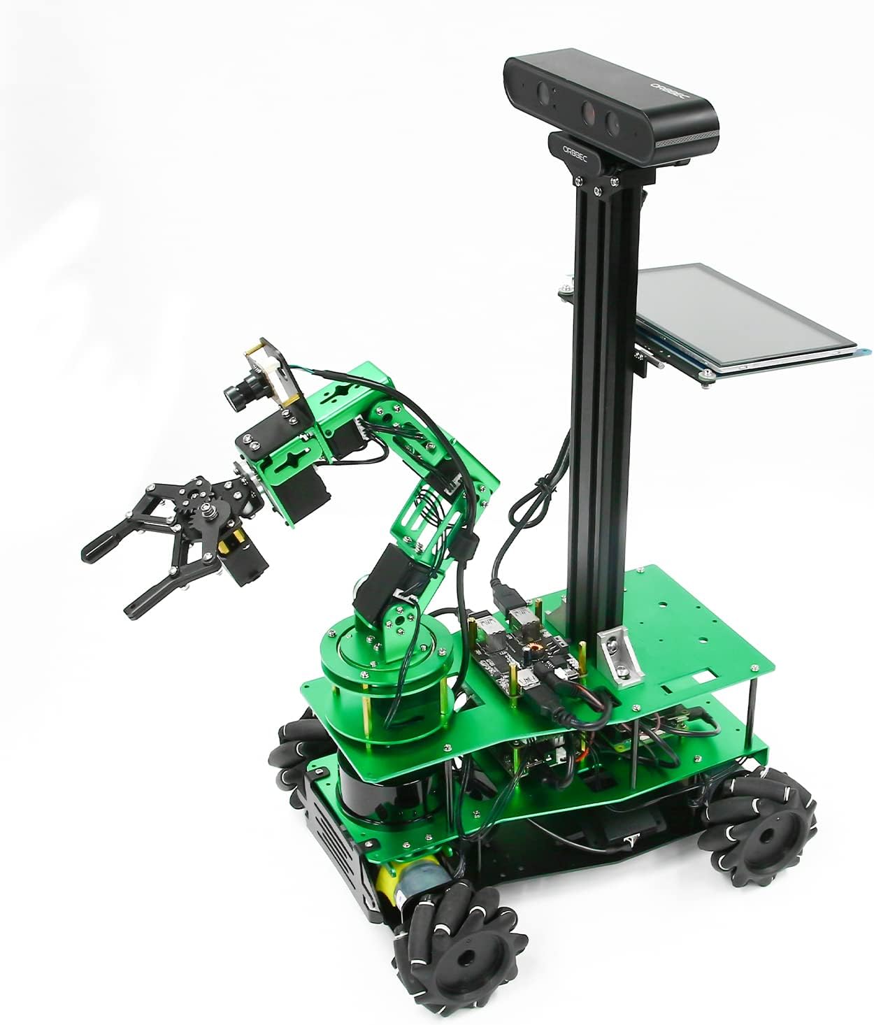 Raspberry Pi 5 Robot for AI Research Adults Python Programming ROS 6-DOF Robotic Arm Aluminum Alloy Chassis Smart Robot Kit 3D Mapping Project Research for College Students with Pi5(8G)