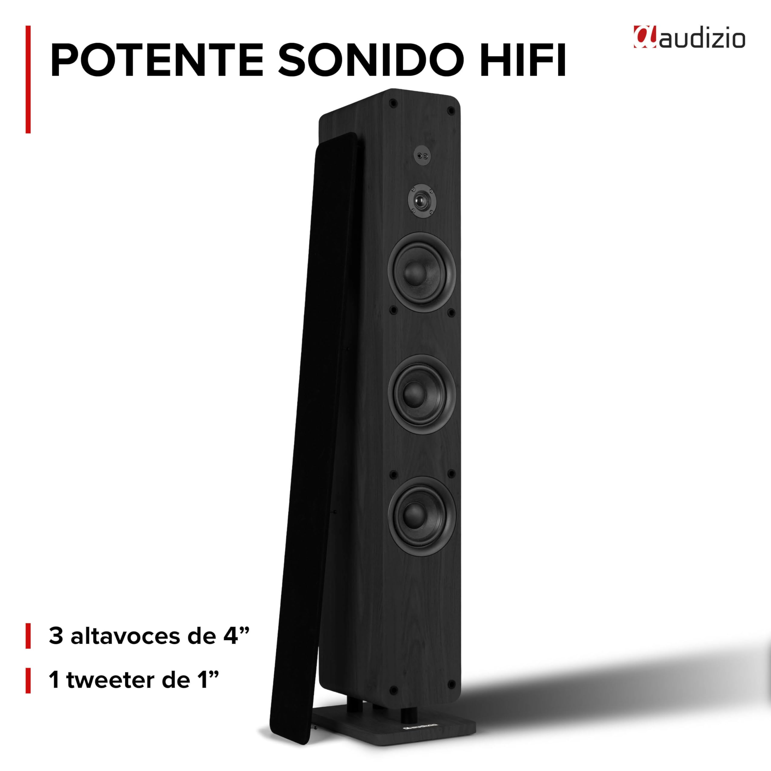 Audizio Arco – Pack 2 Altavoces Activos 320W con Radio Dab+, Radio Digital y Radio FM, Altavoz Bluetooth Potente, Altavoz USB, Entrada optica para Equipo Sonido TV Home Cinema, Color Negro