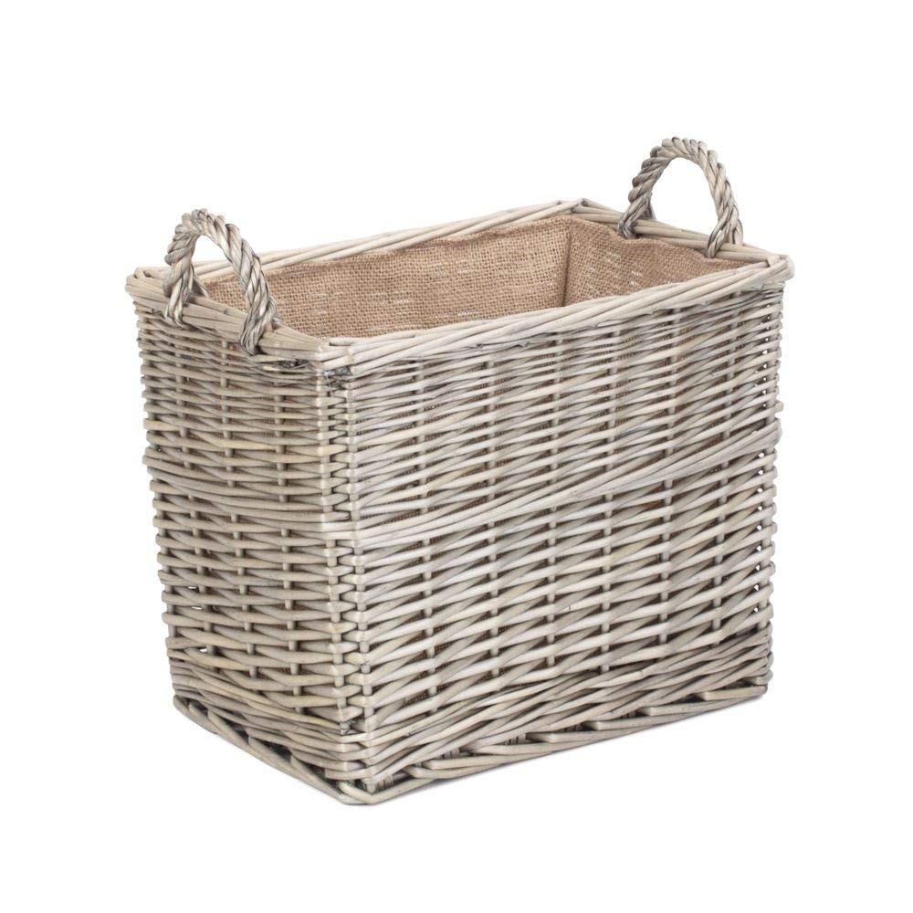Red Hamper St062 Wicker Small Rectangular Hessian Lined Log Storage Basket from B&Q