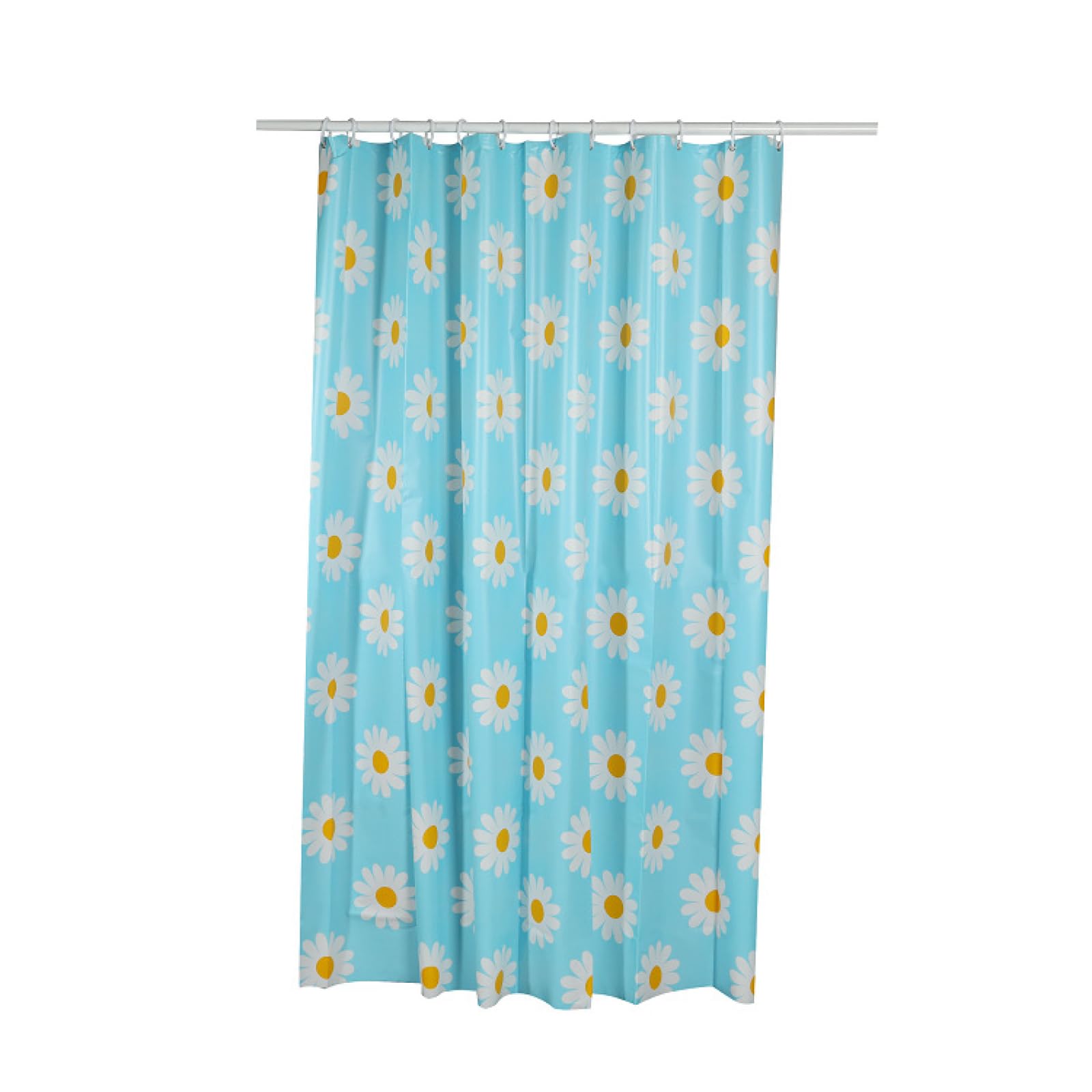 Rideau de douche fleurs bleues pour une salle de bain fraîche et propre