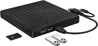 Lecteur CD DVD Externe, Type C et USB 3.0 Lecteur de CD-ROM Externe de DVD-RW avec Lecteur de Carte SD TF et clé USB, grav...