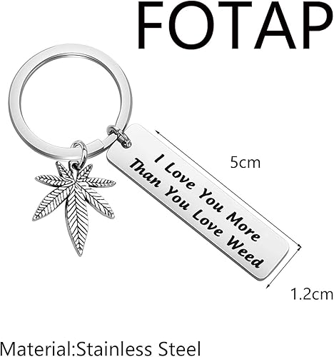 Vista 2 de FOTAP 420 regalo de joyería de marihuana con texto en inglés "I Love You More Than You Love", llavero de marihuana para novio (marihuana s), acero