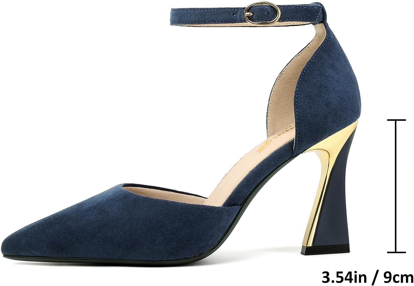 RIBONGZ Women's Closed Pointed Toe Heels Ankle Strap High Pumps Elegant Strappy Stiletto Dress Shoes for Work Party Evening Casual Office - Image 2