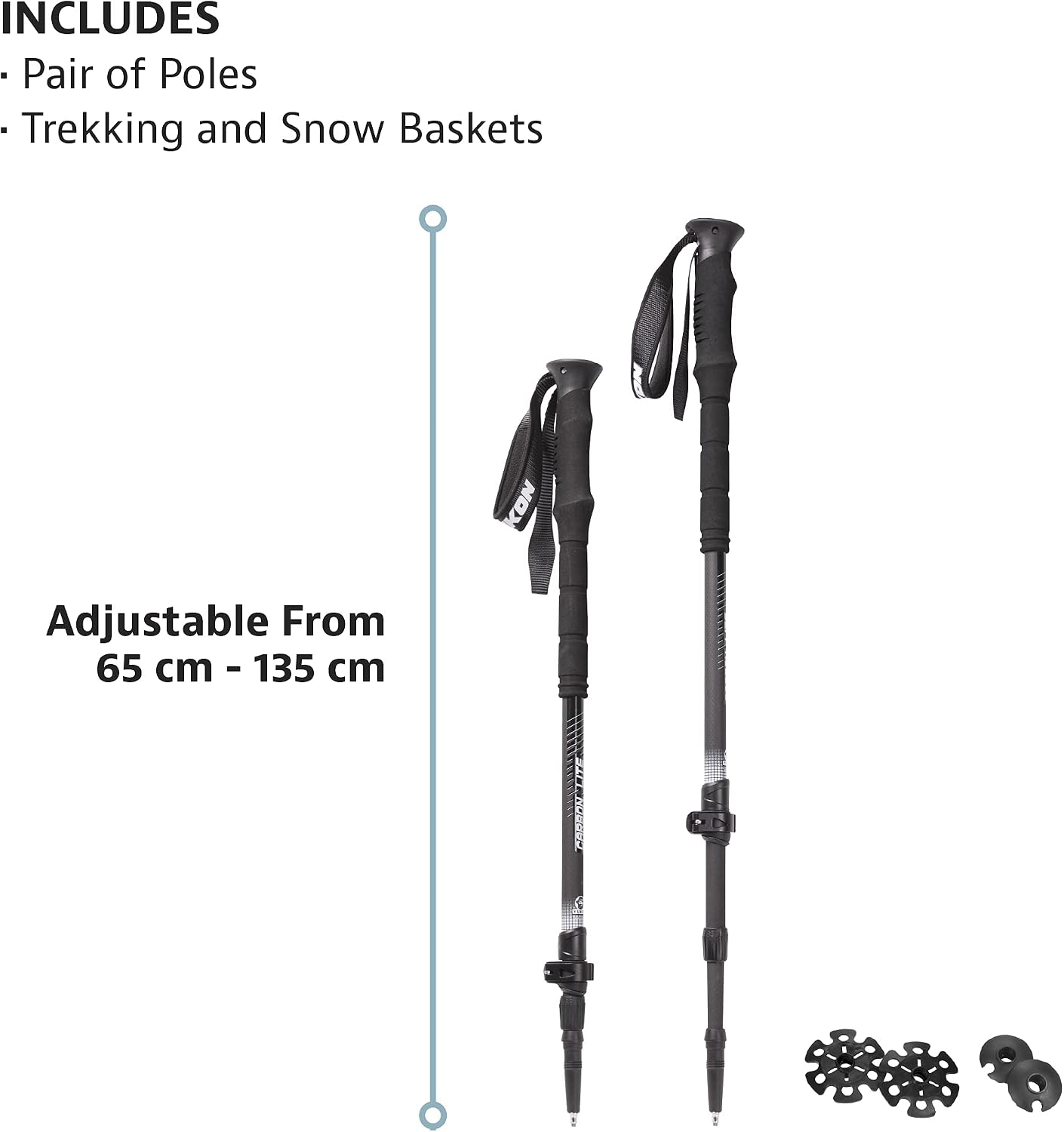 Yukon Charlie's Sherpa Trekking Poles, Twist Lock Adjustment System, Hiking Poles and Snow Baskets, Multiple Styles & Sizes