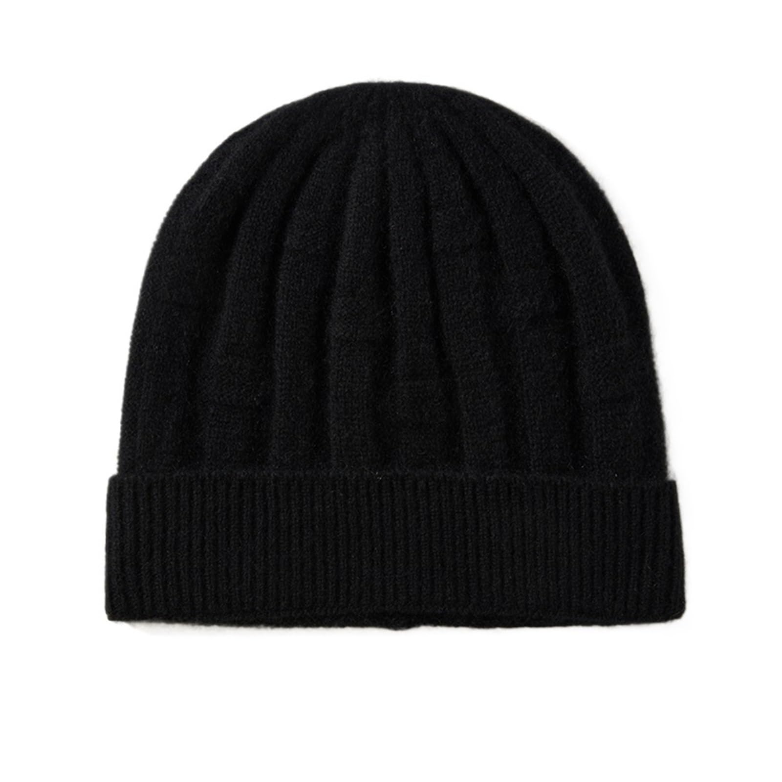 Kaszmirowa czapka typu beanie na zimę damska solidna w paski luksusowa lekka kaszmirowa czapka na co dzień(Black)