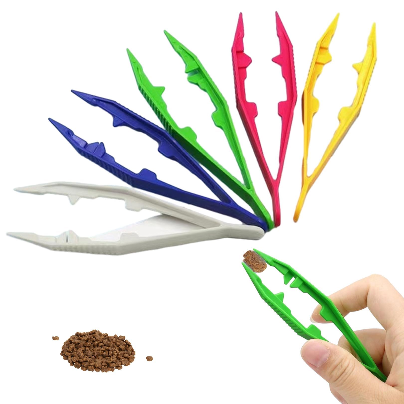 5 PCS Plastic Tweezers,Multiple Colors Plastic Tweezers,4.3 Inch Colorful Craft Tweezer,Lightweight & Durable Tweezer Set,for Handmade DIY Crafts,Beads Family Handmade Classroom,for Feeding Reptile