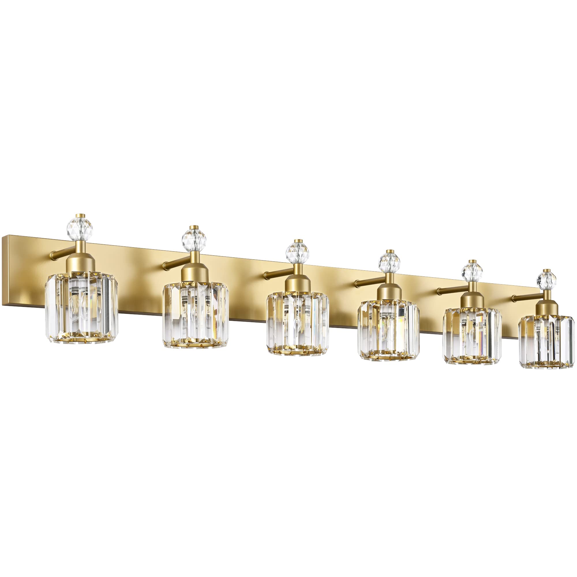 PRESDE 6 Light Bathroom Vanity Light Modern Gold Crystal Bathroom Lighting Fixtures Over Mirror
